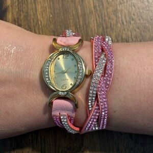 Elegant Pink and Gold Women's Watch